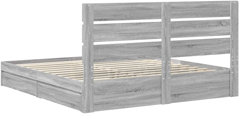 Saugos lova Pilkas Sonoma 200 x 200 cm Apdirbta mediena