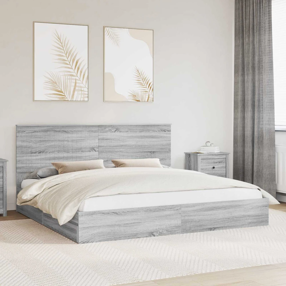 Saugos lova Pilkas Sonoma 200 x 200 cm Apdirbta mediena