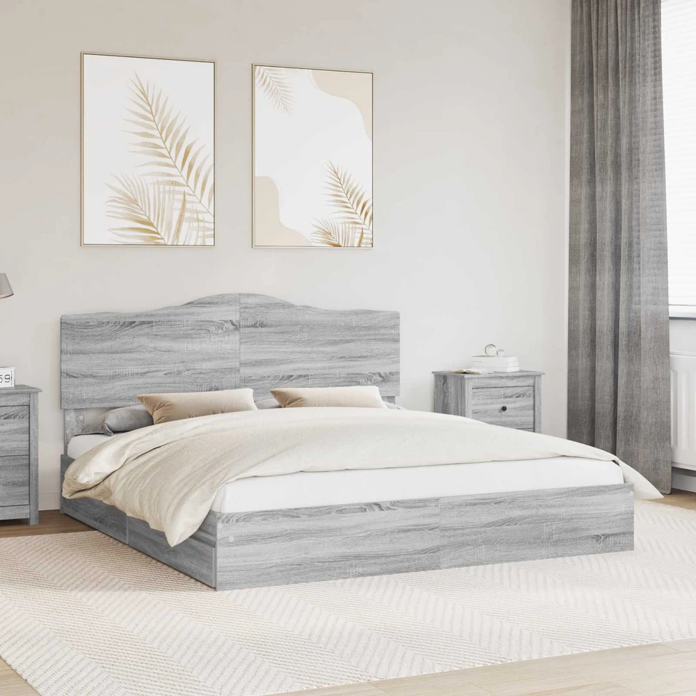 Saugos lova Pilkas Sonoma 200 x 200 cm Apdirbta mediena