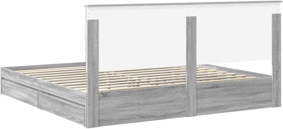 Saugos lova Pilkas Sonoma 200 x 200 cm Apdirbta mediena