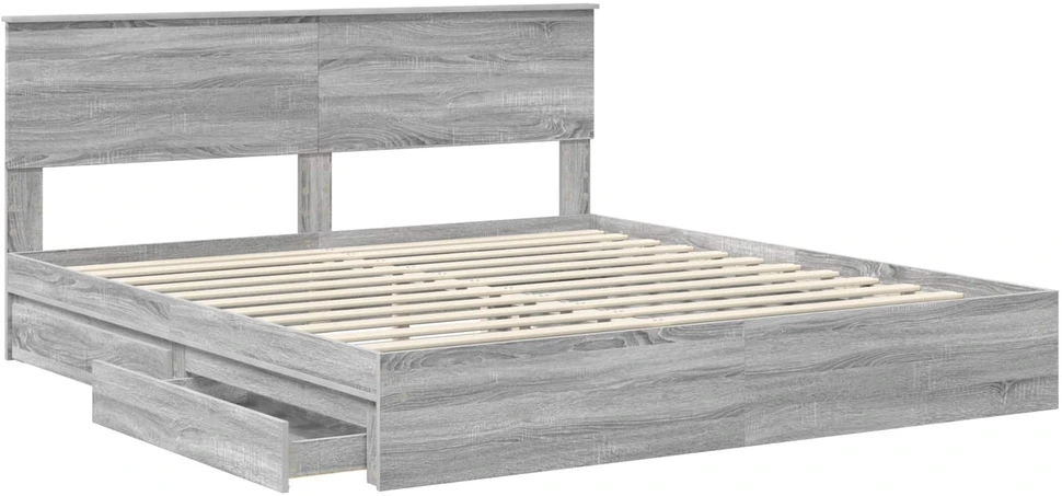 Saugos lova Pilkas Sonoma 200 x 200 cm Apdirbta mediena