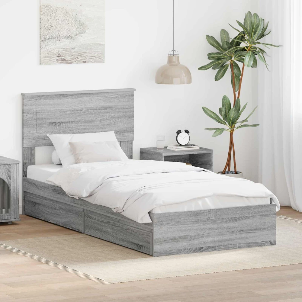 Saugos lova Pilkas Sonoma 75 x 190 cm Apdirbta mediena