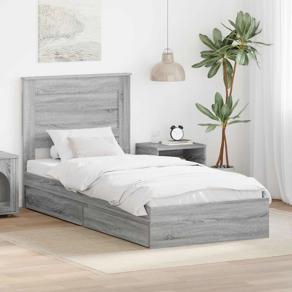 Saugos lova Pilkas Sonoma 75 x 190 cm Apdirbta mediena