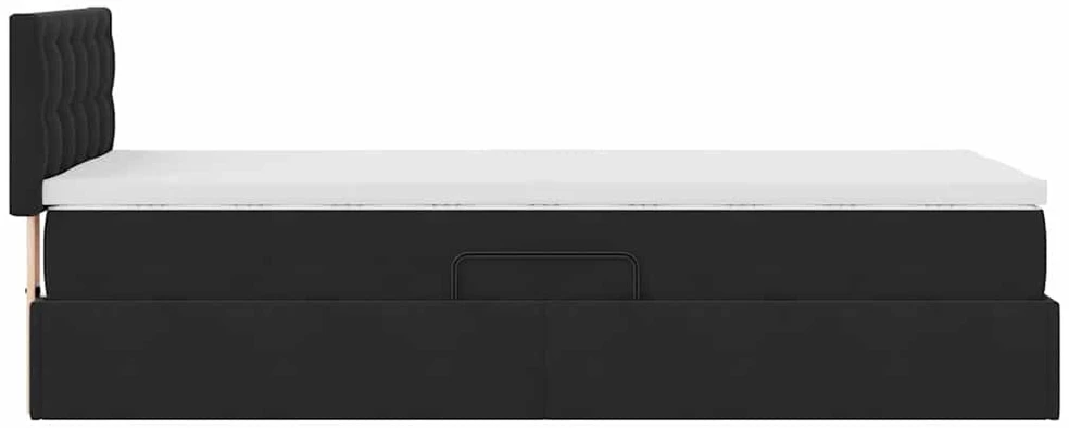 Saugos lova su galvūgalio Juoda 90 x 200 cm Aksomas