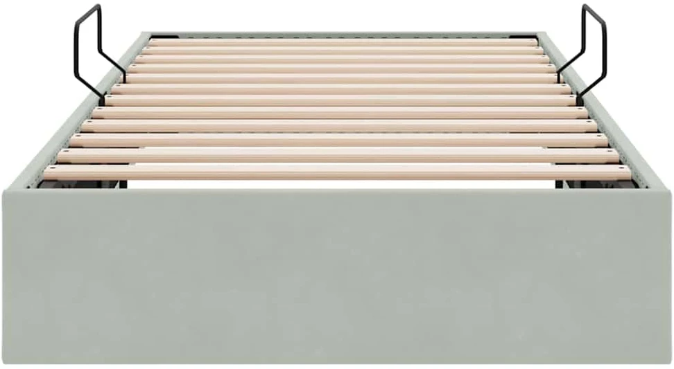 Saugos lova su saugykla Šviesiai pilka 100 x 203 cm Aksomas