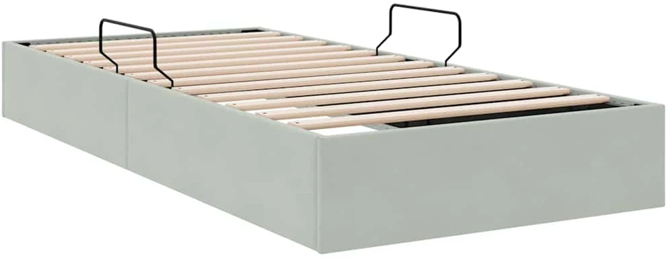 Saugos lova su saugykla Šviesiai pilka 100 x 203 cm Aksomas