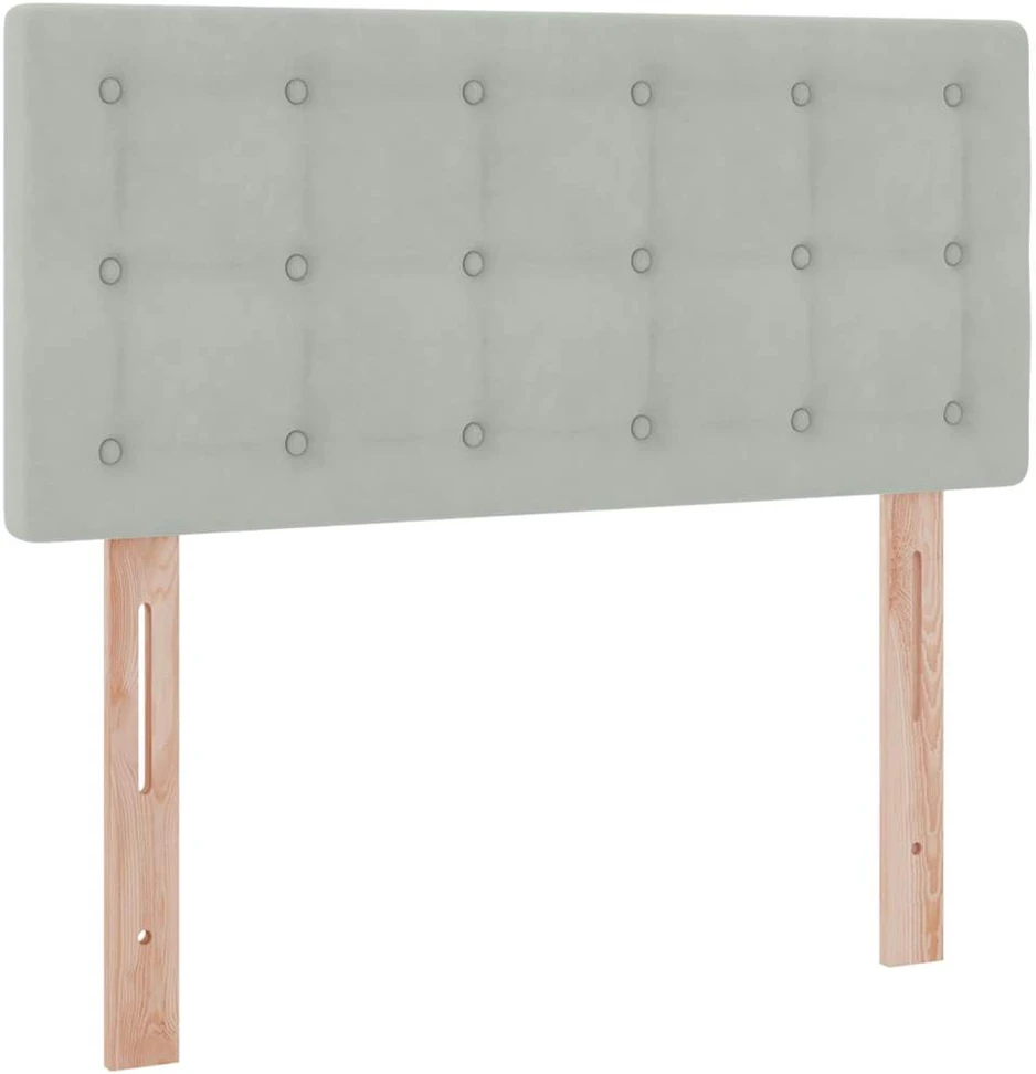 Saugos lova su galvūgalio Šviesiai pilka 90 x 200 cm Aksomas