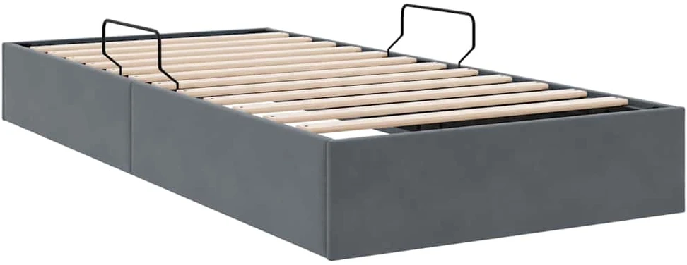 Saugos lova su saugykla Tamsiai pilka 100 x 203 cm Aksomas