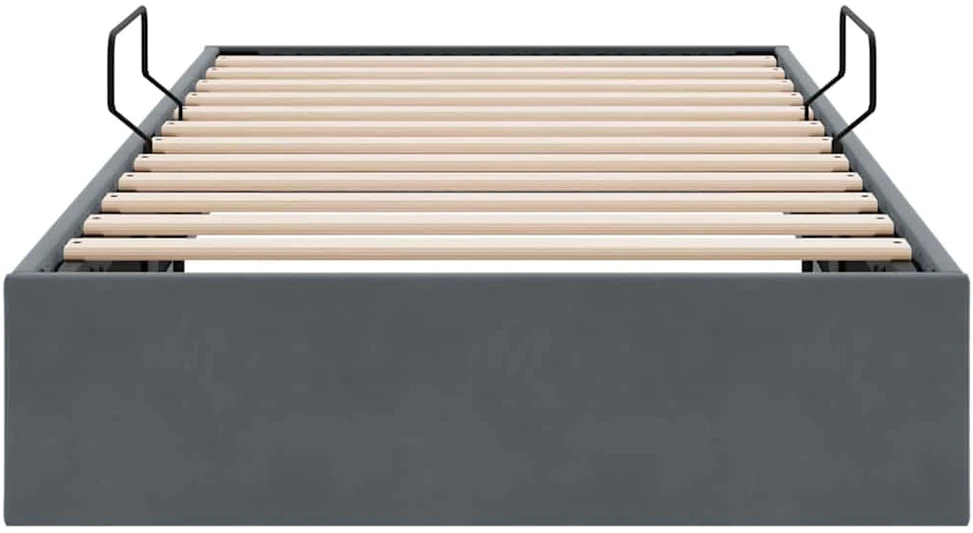 Saugos lova su saugykla Tamsiai pilka 100 x 203 cm Aksomas