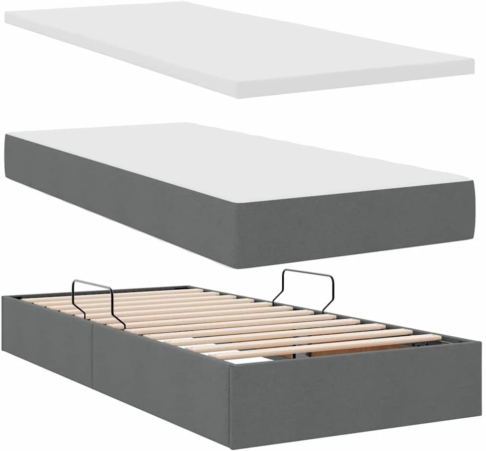 Saugos lova su čiužiniu Tamsiai pilka 200 x 200 cm Dirbtinė oda