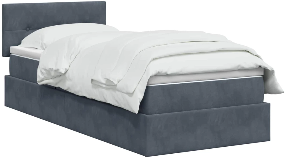 Saugos lova su galvūgalio Tamsiai pilka 90 x 190 cm Aksomas