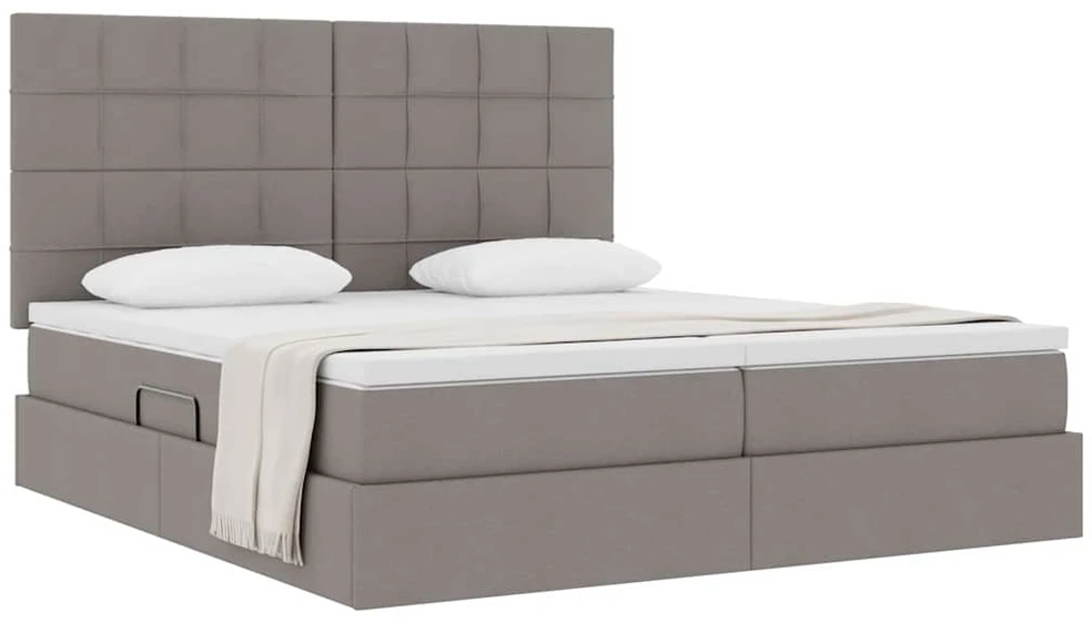 Saugos lova su galvūgalio Taupe 200 x 200 cm Audinys