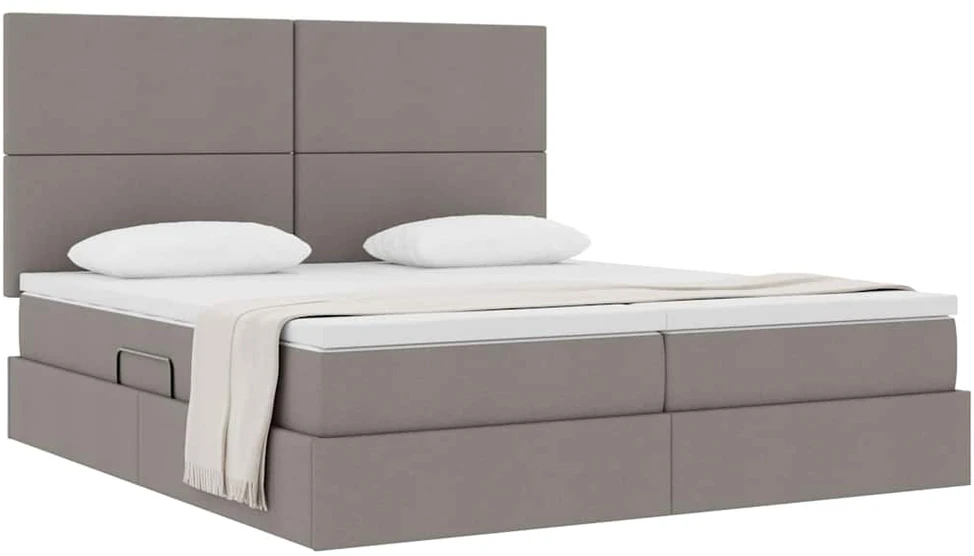 Saugos lova su galvūgalio Taupe 200 x 200 cm Audinys