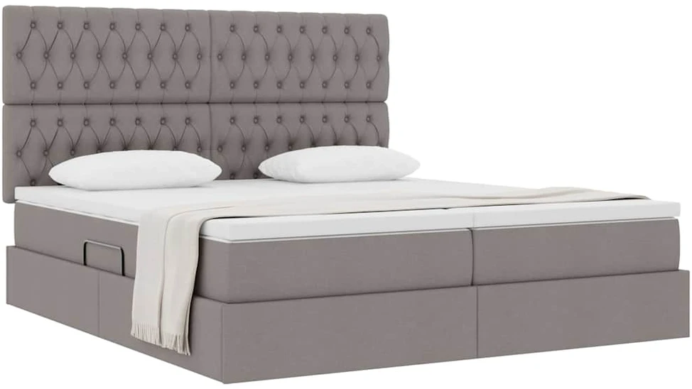 Saugos lova su galvūgalio Taupe 200 x 200 cm Audinys