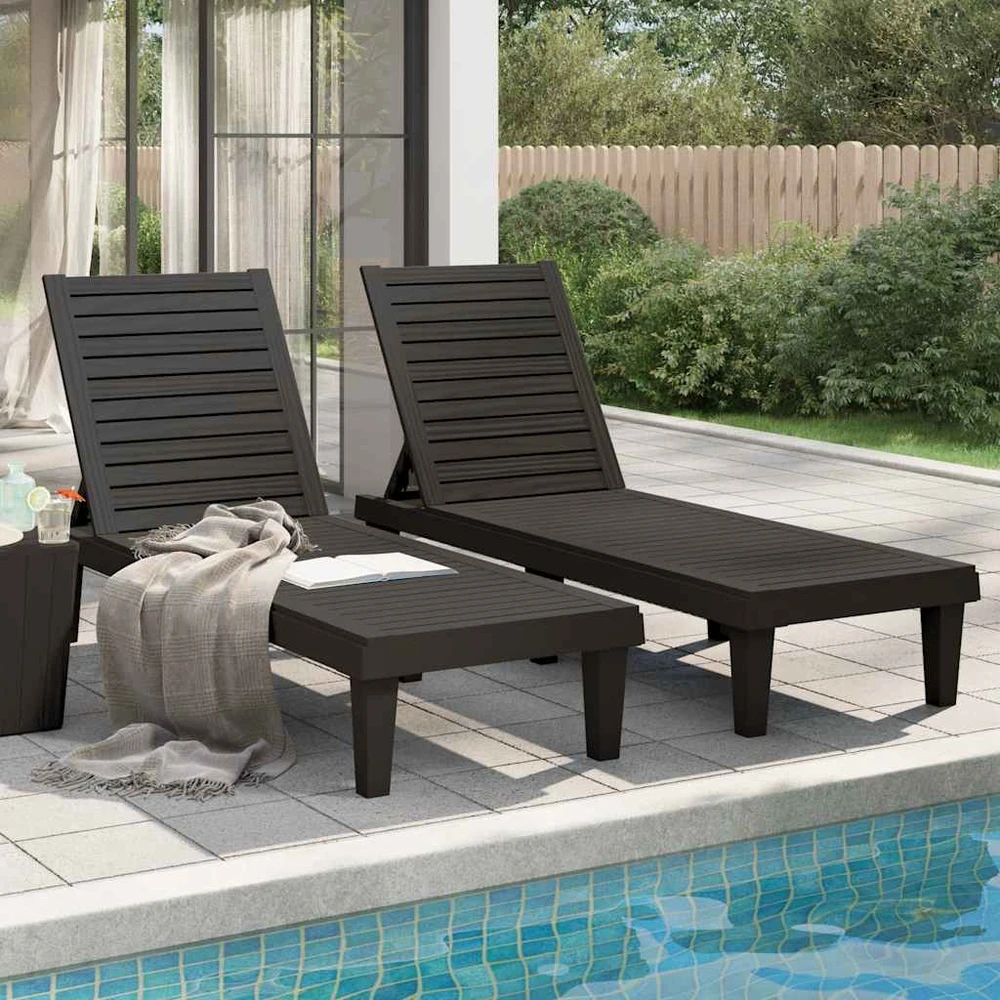 Sofa Saulės gultai, 2vnt., juodi, 155x58x83cm, polipropilenas