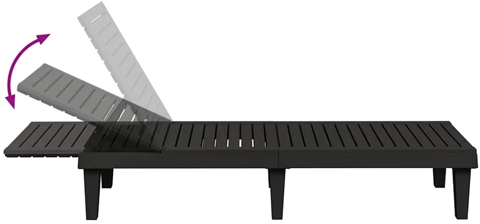 Sofa Saulės gultai, 2vnt., juodi, 155x58x83cm, polipropilenas