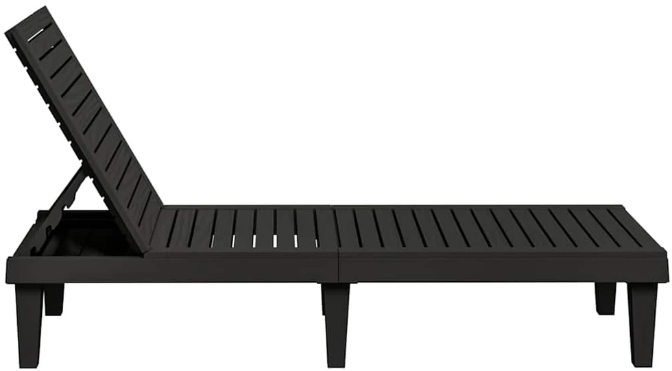 Sofa Saulės gultai, 2vnt., juodi, 155x58x83cm, polipropilenas