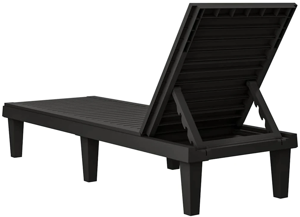 Sofa Saulės gultai, 2vnt., juodi, 155x58x83cm, polipropilenas