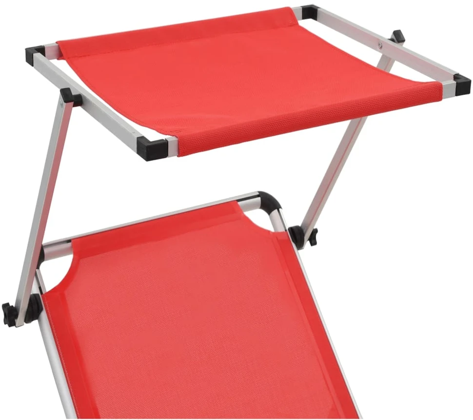 Sofa Saulės gultai, 2vnt., raudoni, aliuminis ir tekstilenas