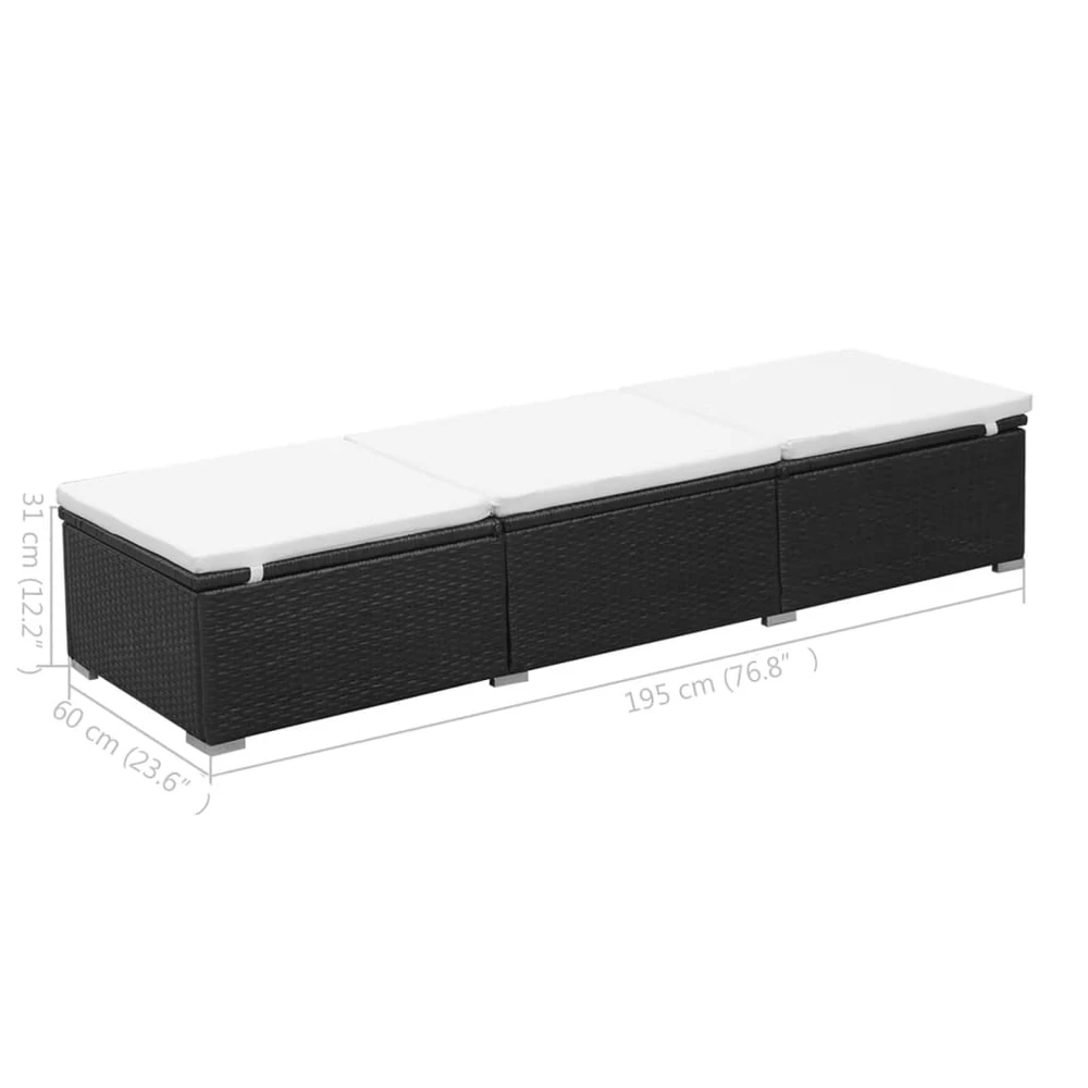 Sofa Saulės gultai su čiuž., 2 vnt., juodos sp., polirat. (2x44404)