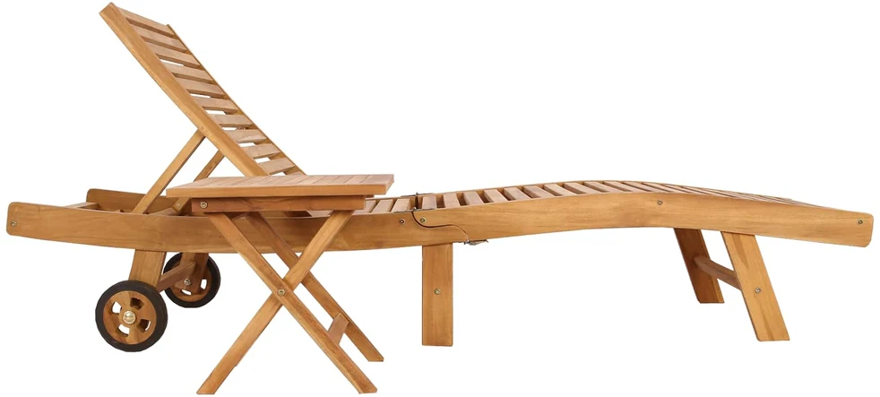 Saulės gultas 2 pcs Ruda Kieto teka medžio