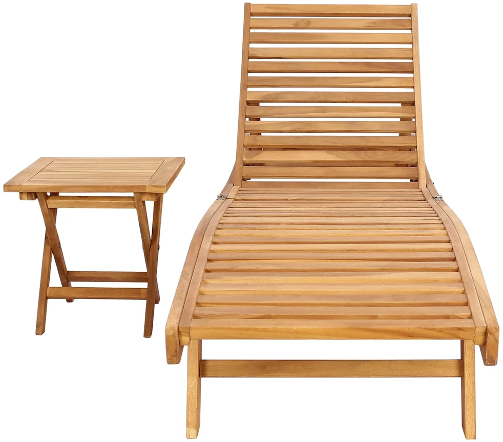 Saulės gultas 2 pcs Ruda Kieto teka medžio
