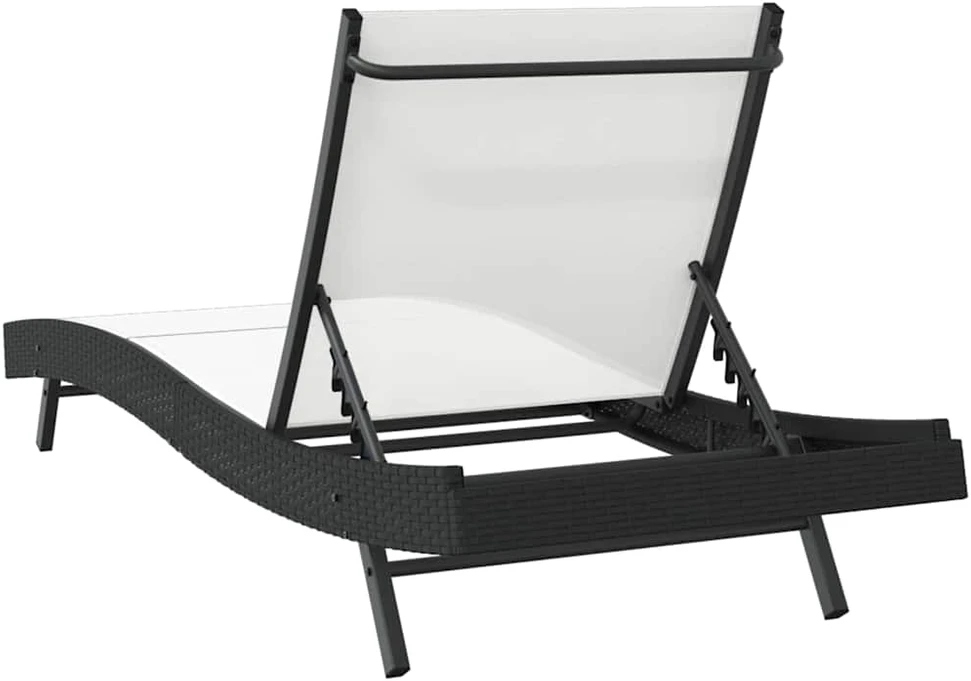 Saulės gultas Juoda ir Balta 197 x 70 x 82 cm poliratanas