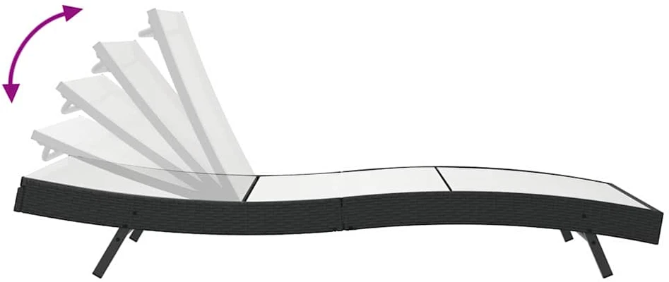 Saulės gultas Juoda ir Balta 197 x 70 x 82 cm poliratanas