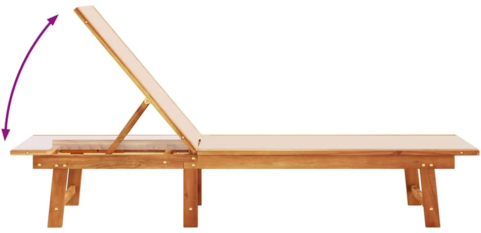 Saulės gultas, kreminės, akacijos masyvas/tekstilenas