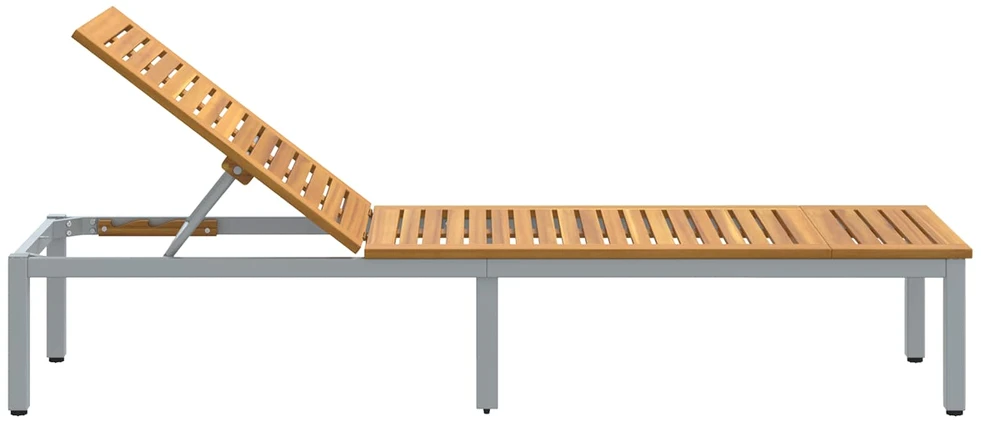 Saulės gultas Pilka 200 x 55 x 35 cm Kietos akacijos mediena