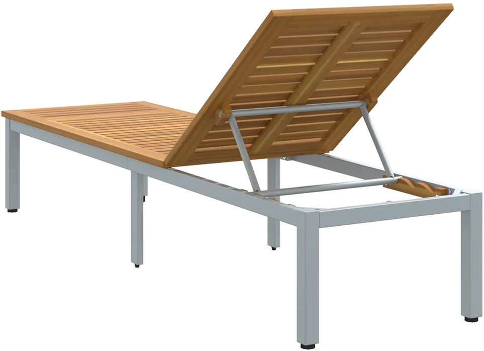 Saulės gultas Pilka 200 x 55 x 35 cm Kietos akacijos mediena