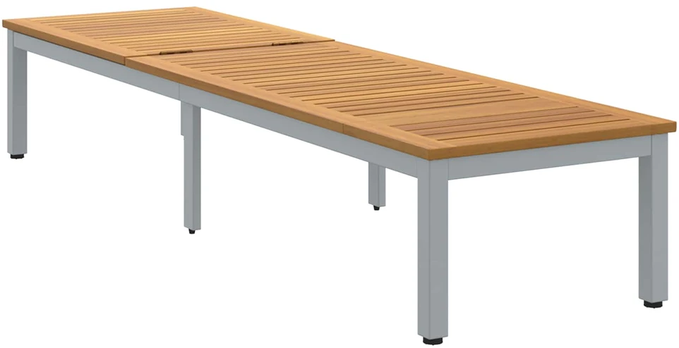 Saulės gultas Pilka 200 x 55 x 35 cm Kietos akacijos mediena
