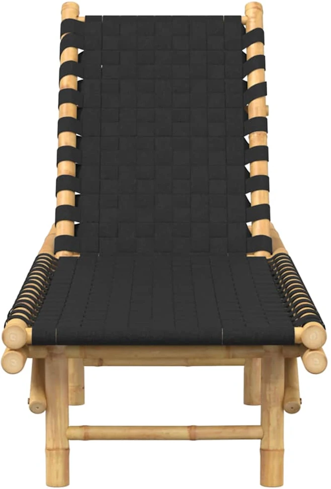 Saulės gultas su juodu austu tinkleliu, 55x200x30cm, bambukas