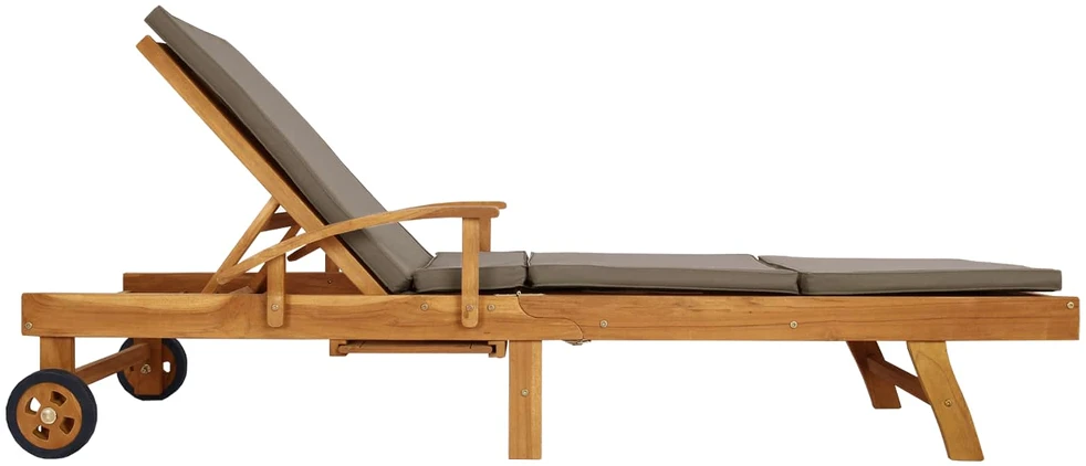 Saulės gultas su pagalvėle 100% poliesteris, kieta teak mediena