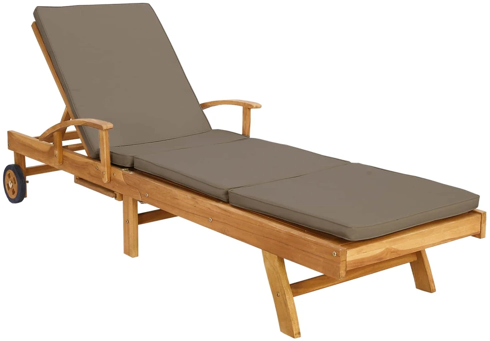 Saulės gultas su pagalvėle 100% poliesteris, kieta teak mediena