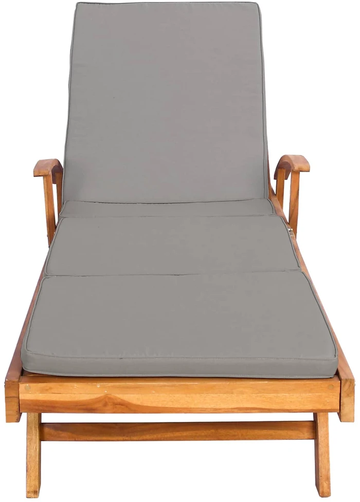 Saulės gultas su pagalvėle 100% poliesteris, kieta teak mediena