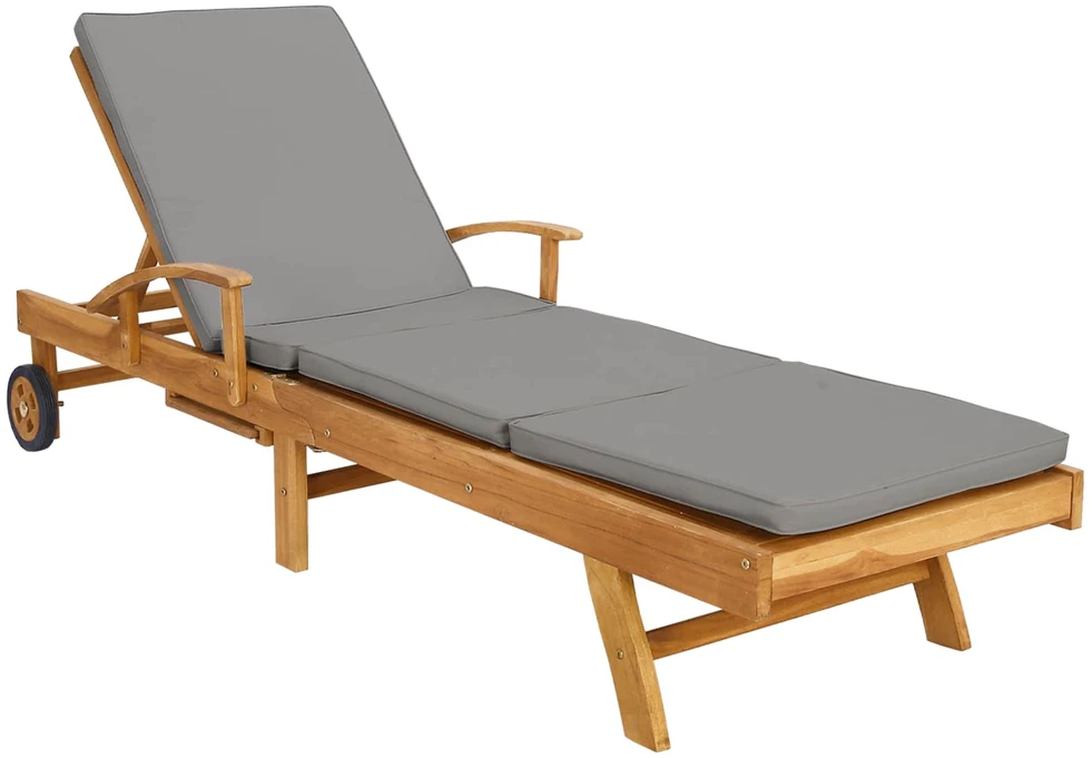 Saulės gultas su pagalvėle 100% poliesteris, kieta teak mediena
