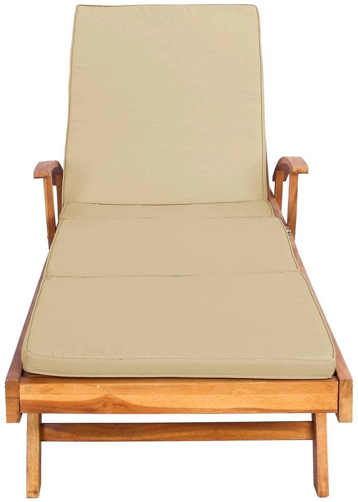 Saulės gultas su pagalvėle 100% poliesteris, kieta teak mediena