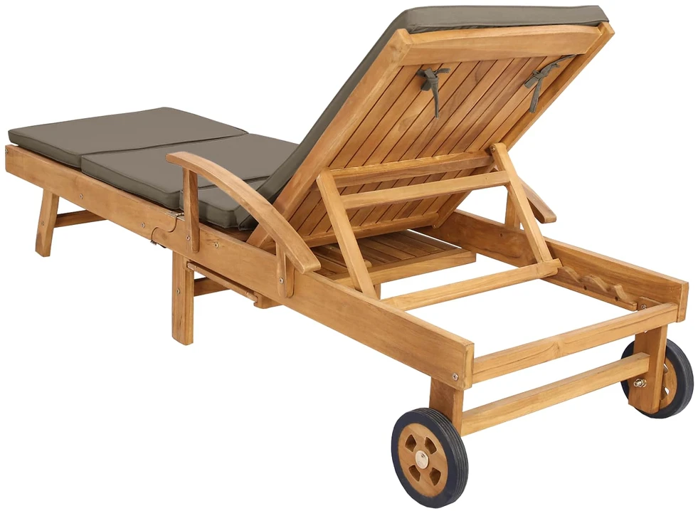 Saulės gultas su pagalvėle 100% poliesteris, kieta teak mediena
