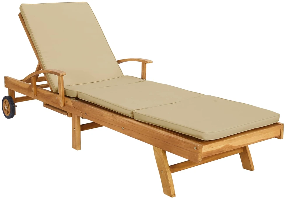 Saulės gultas su pagalvėle 100% poliesteris, kieta teak mediena