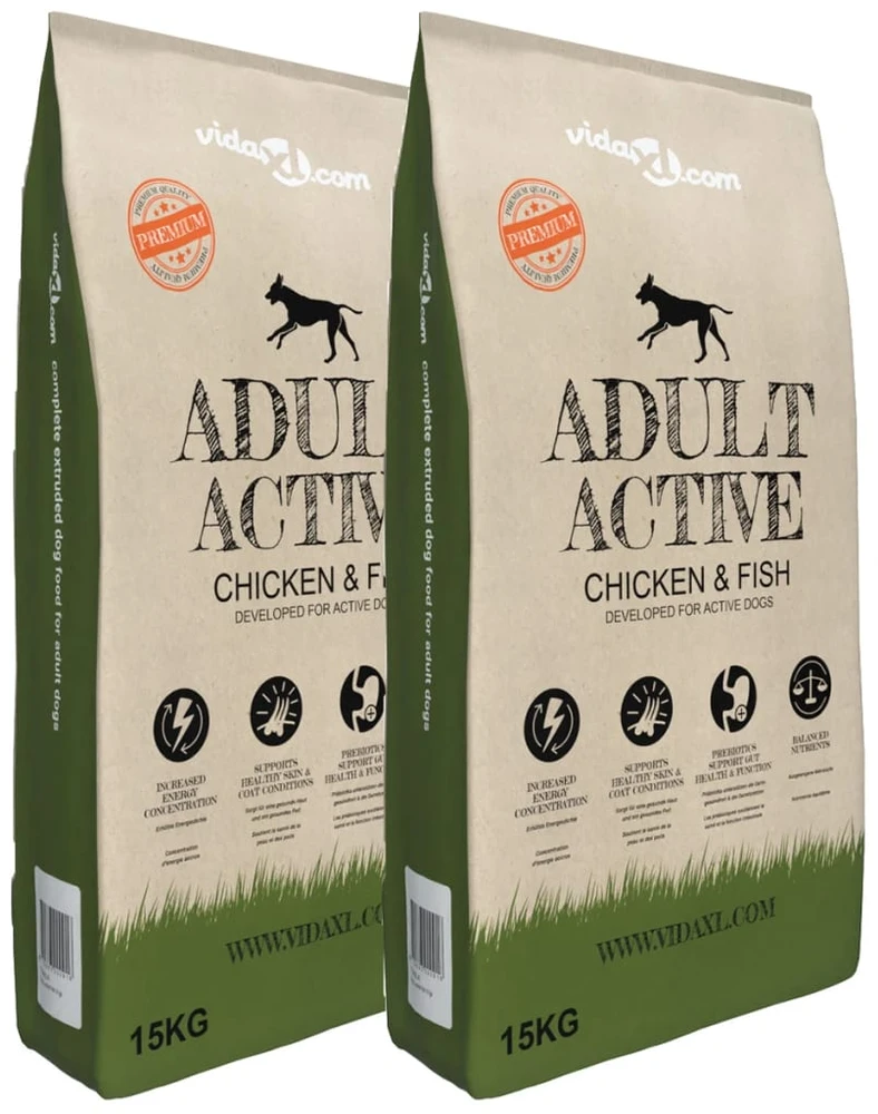Sausas Maistas šunims, Adult Active vištiena & žuvis, 2vnt., 30kg