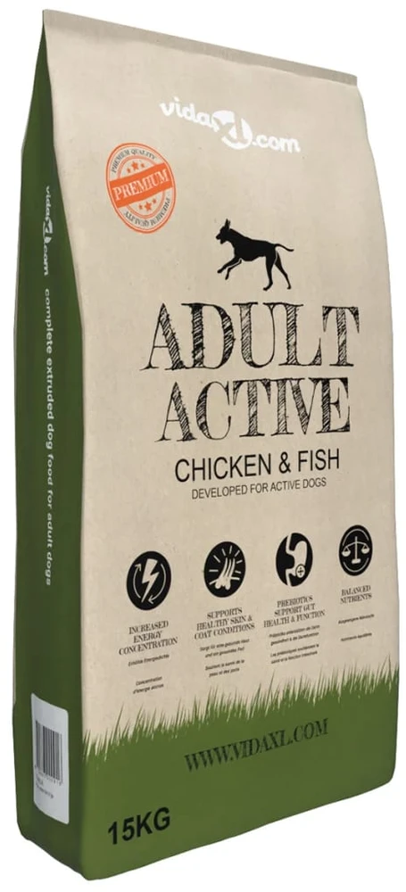 Sausas Maistas šunims, Adult Active vištiena & žuvis, 2vnt., 30kg