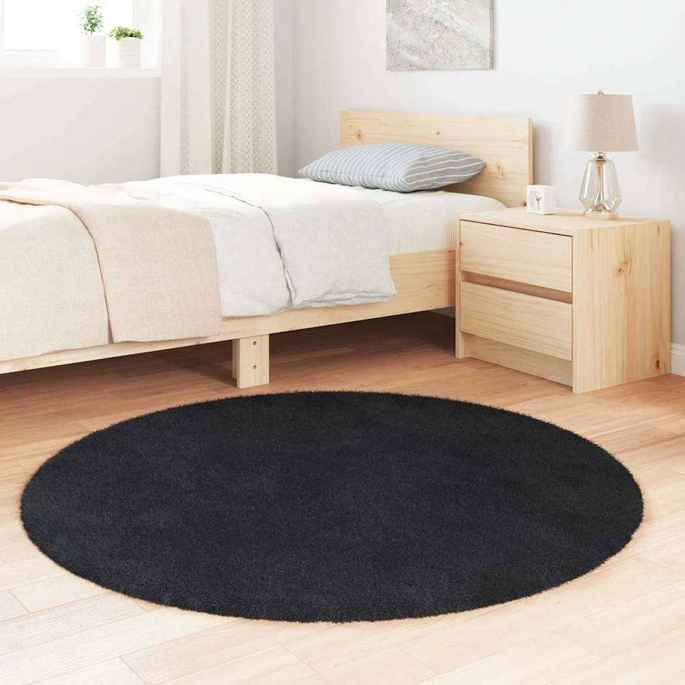 Mexen Shaggy tipo kilimas, NAVARRA, 120x120 cm, juodos, poliesteris