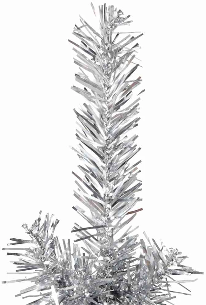 Siaura dirbtinė pusinė Kalėdų eglutė su stovu, sidabrinė, 150cm