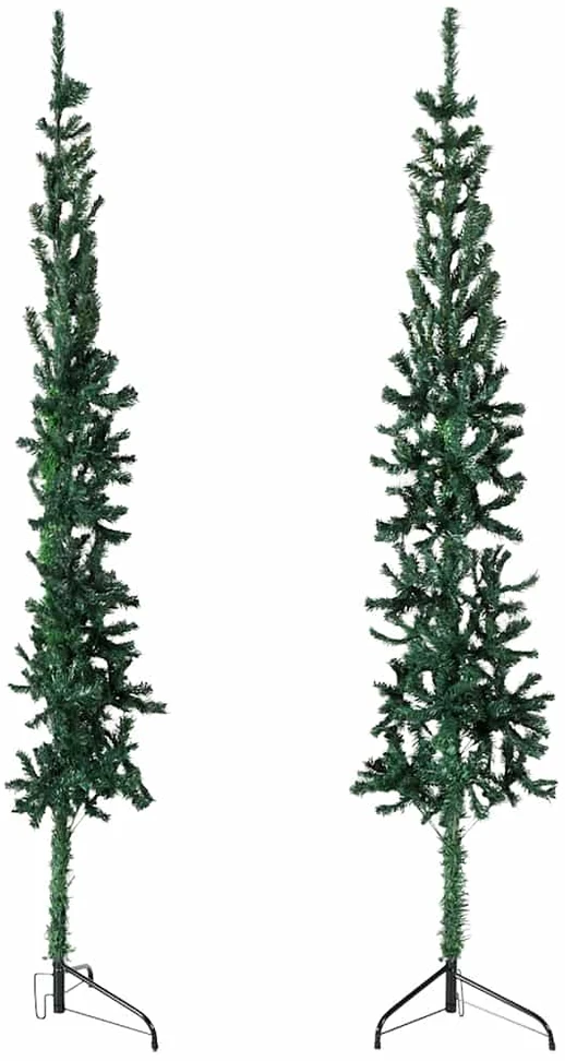 Siaura dirbtinė pusinė Kalėdų eglutė su stovu, žalia, 120cm
