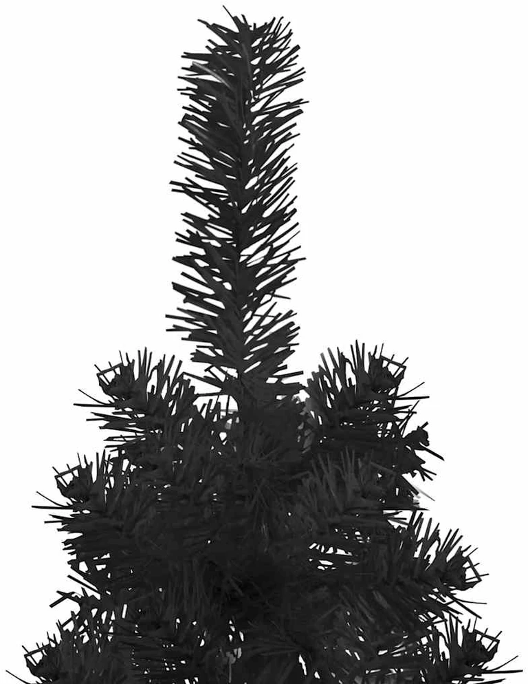 Siaura dirbtinė pusinė Kalėdų eglutė su stovu, juoda, 180cm