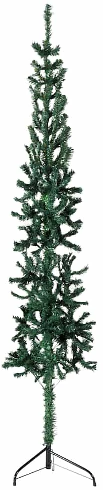 Siaura dirbtinė pusinė Kalėdų eglutė su stovu, žalia, 120cm