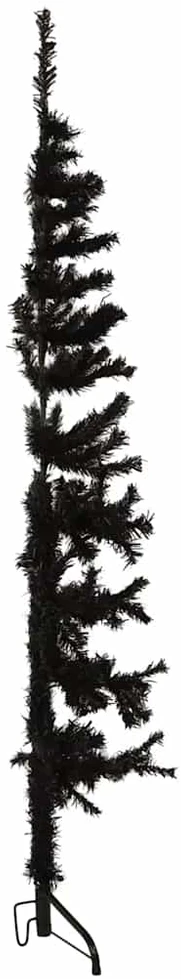 Siaura dirbtinė pusinė Kalėdų eglutė su stovu, juoda, 150cm
