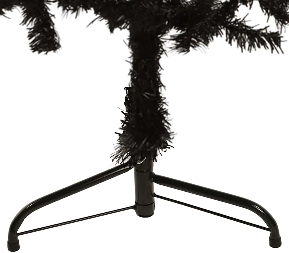 Siaura dirbtinė pusinė Kalėdų eglutė su stovu, juoda, 120cm