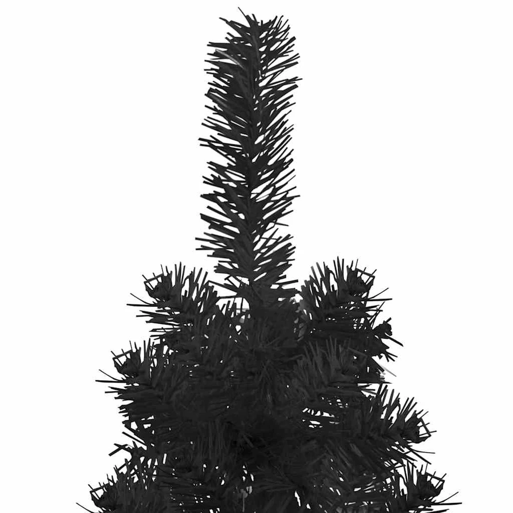 Siaura dirbtinė pusinė Kalėdų eglutė su stovu, juoda, 120cm